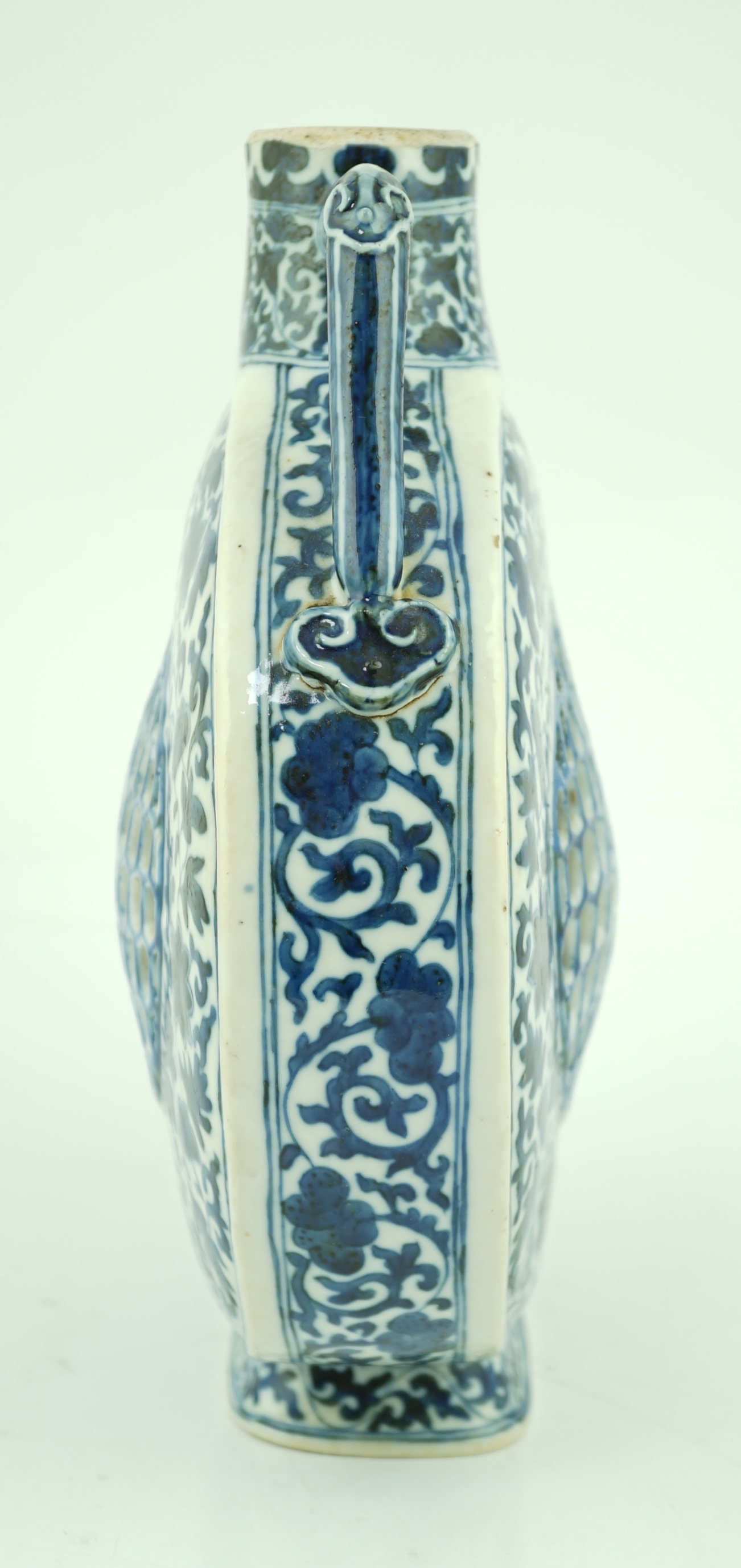 A Chinese blue and white moonflask, Daoguang six character mark and of the period, neck reduced